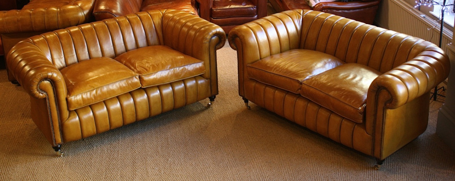 Fluted Leather Traditional Chesterfields